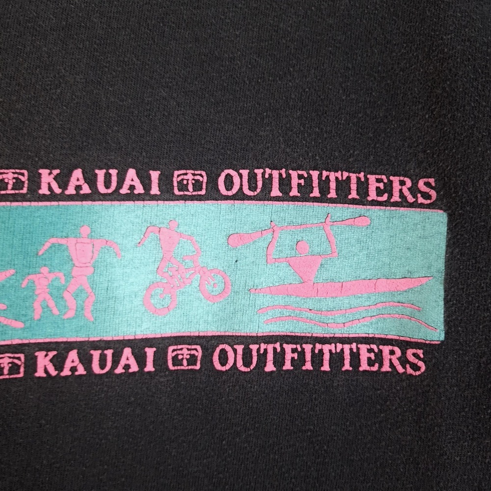 Vintage Outfitters Kauai Shirt Mens Large Black Kayak Hiking Graphic 90s USA - Picture 6 of 16